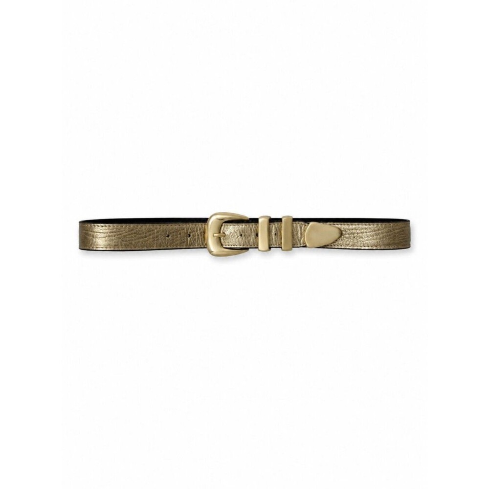 Leatherock Gold Metallic Leather Belt Small Y2K Western Minimalist Boho 35"